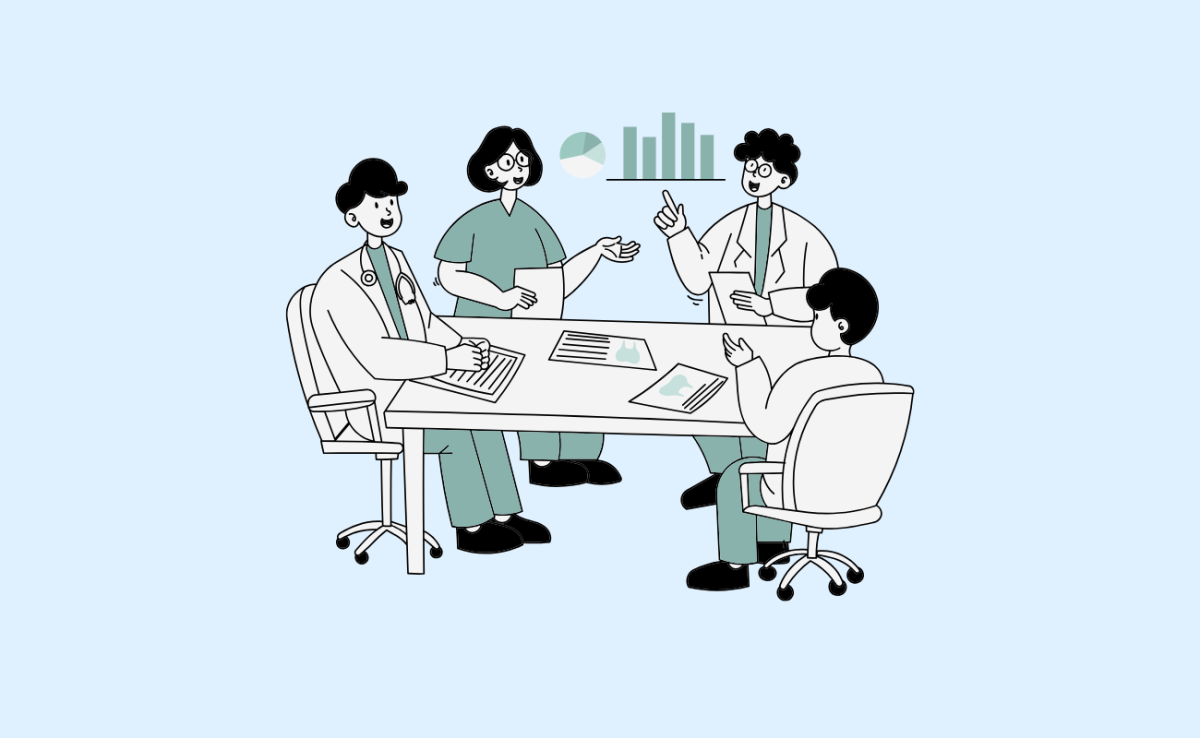 Illustration présentant une réunion entre médecin et référent handicap