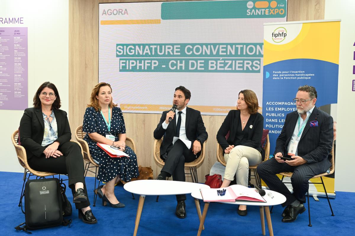 Signataires de la convention entre le FIPHFP et le GHT Ouest Hérault