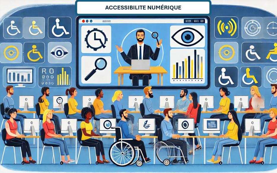 participants regardant un conférencier parlant d'accessibilité numérique