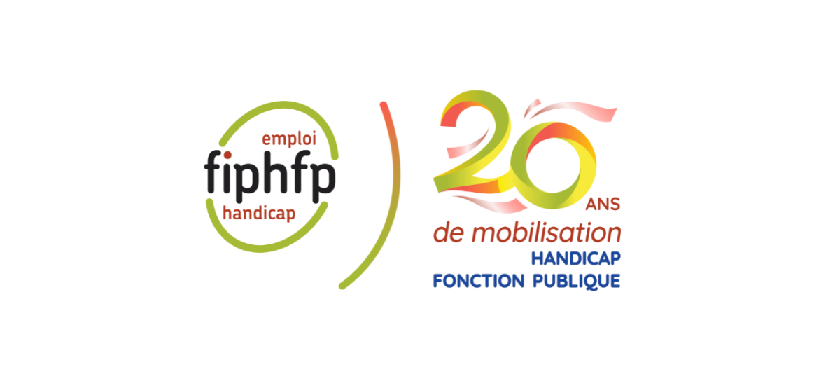 Logo FIPHFP et mention 20 ans de mobilisatoin handicap fonction publique