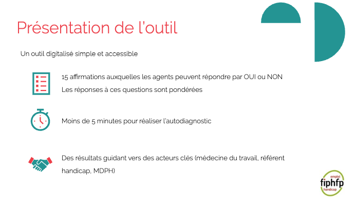 Slide sur la présentation de l'outil d'autodiagnostic