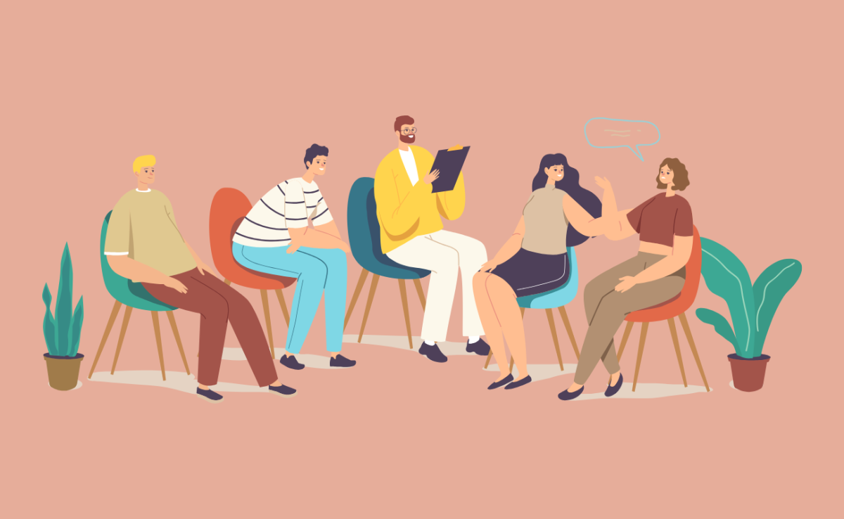 Illustration de personnes qui discutent sur un sujet entre elles