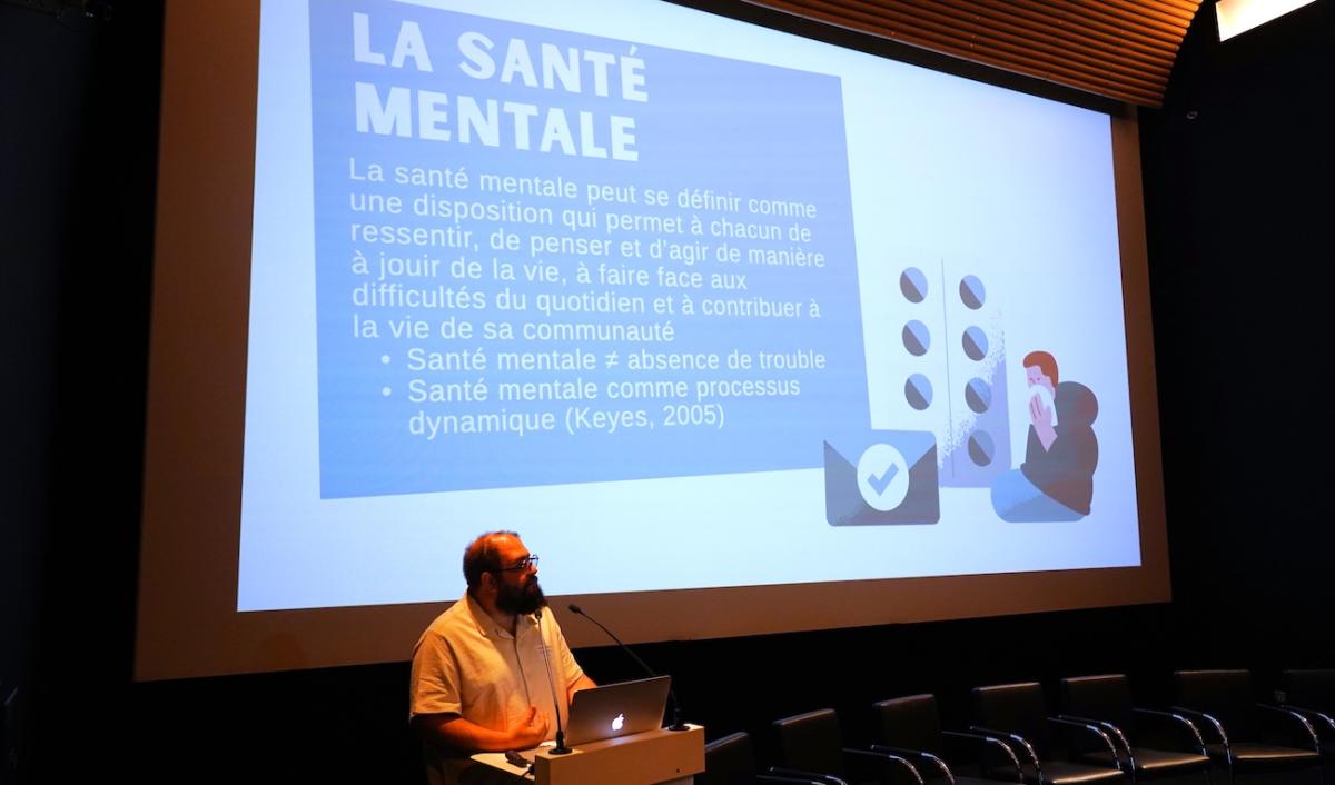 Ecran où il est écrit : "La santé mentale"