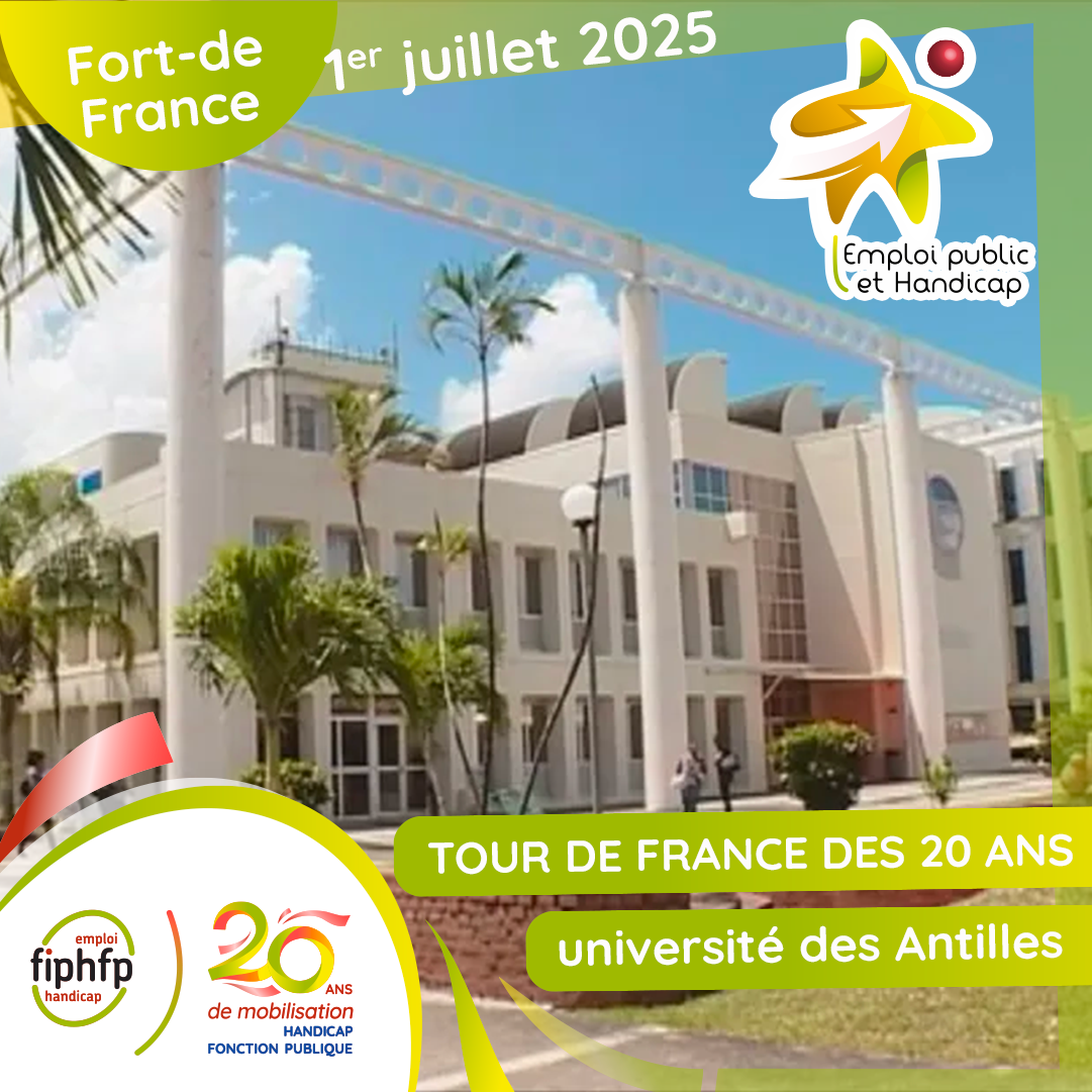 Visuel de l'Université des Antilles avec mention Fort de France 1er juillet Tour de France des 20 ans