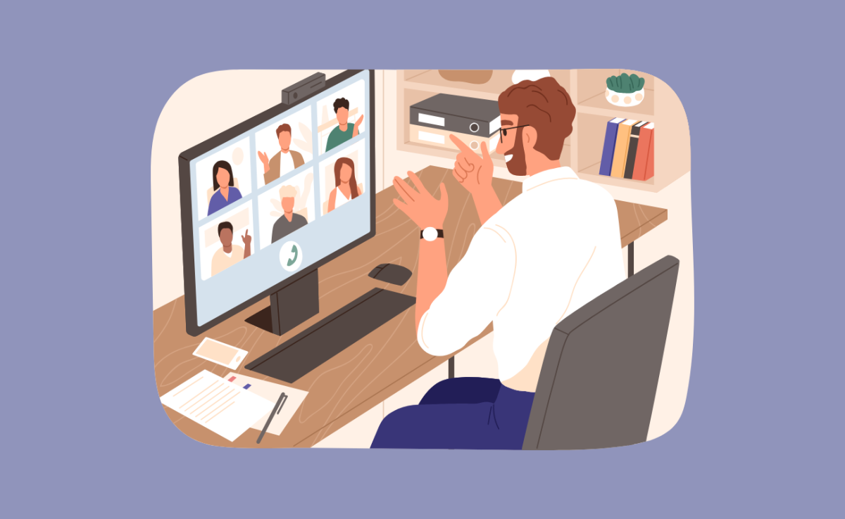 Illustration d'une personne qui participe à un webinaire en ligne