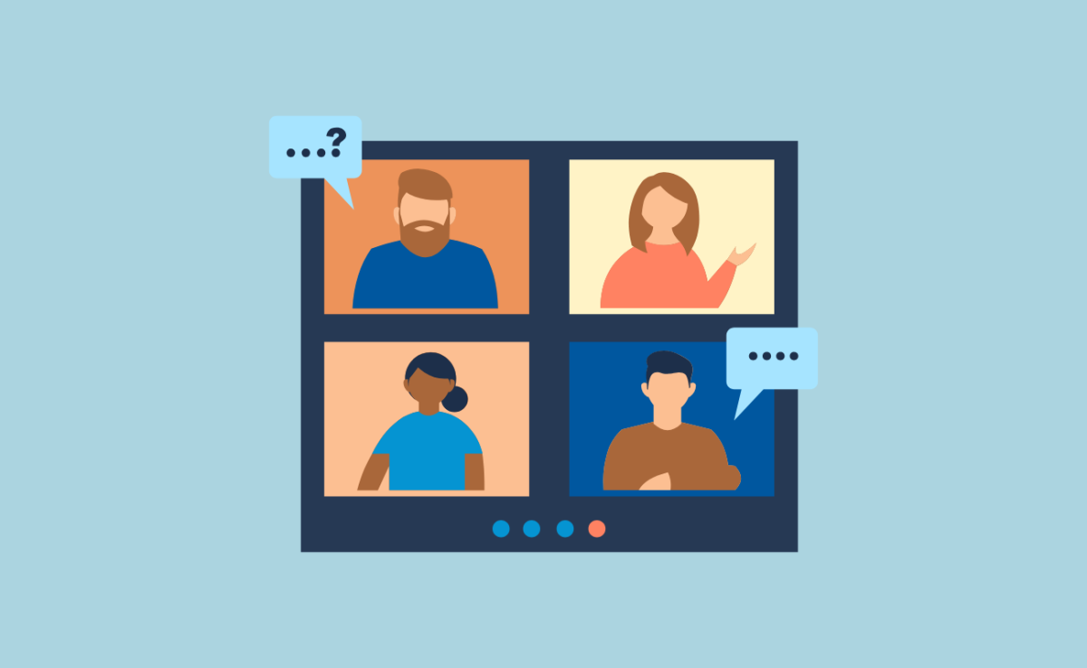 Illustration d'une classe virtuelle avec plusieurs personnes participantes