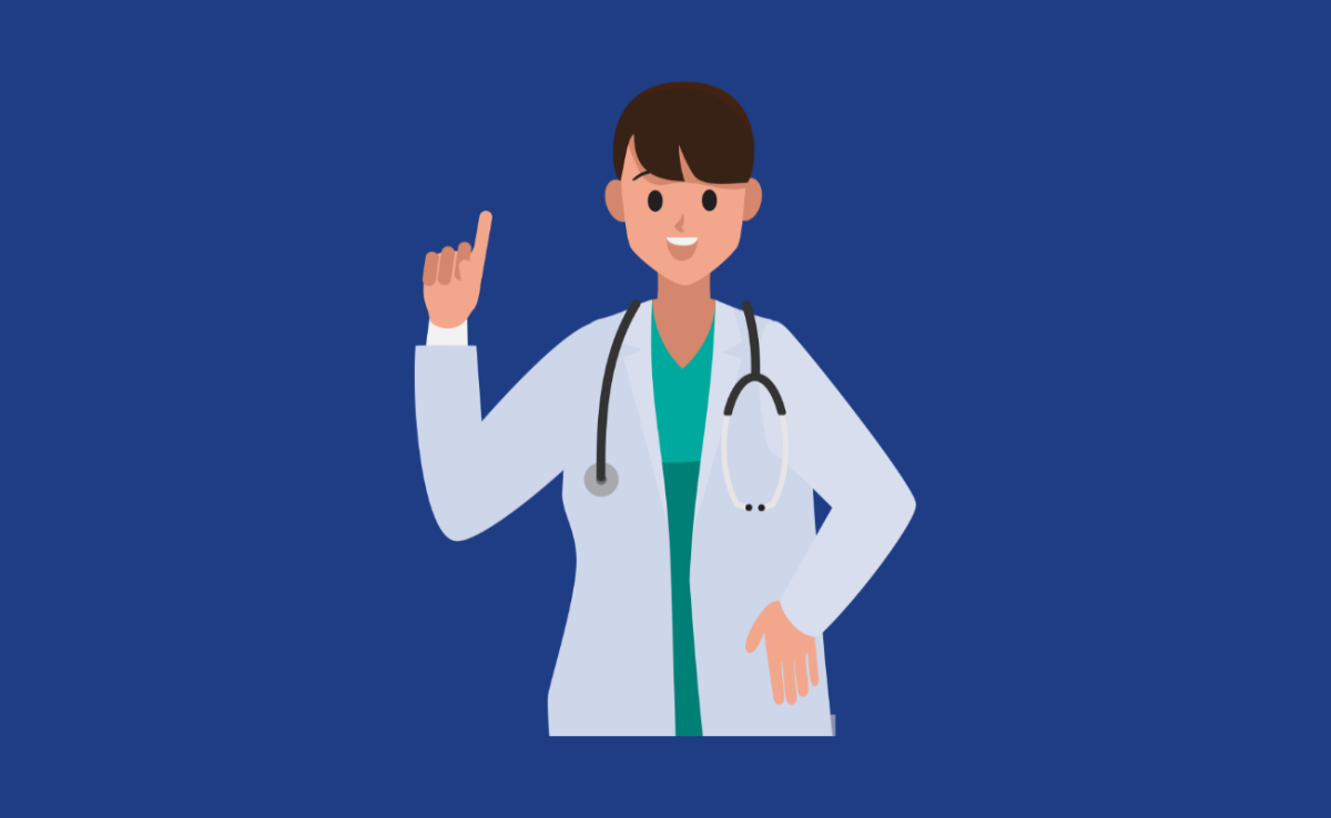 Illustration représentant une médecin levant la main