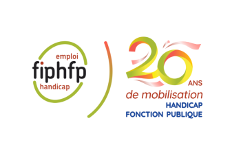 Logo FIPHFP et mention 20 ans de mobilisatoin handicap fonction publique